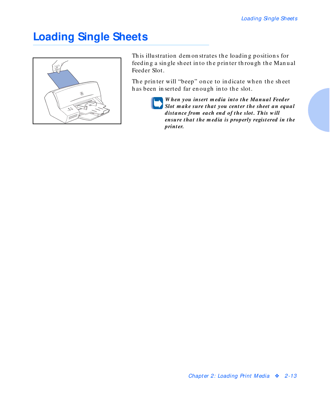 Xerox C15 manual Loading Single Sheets 