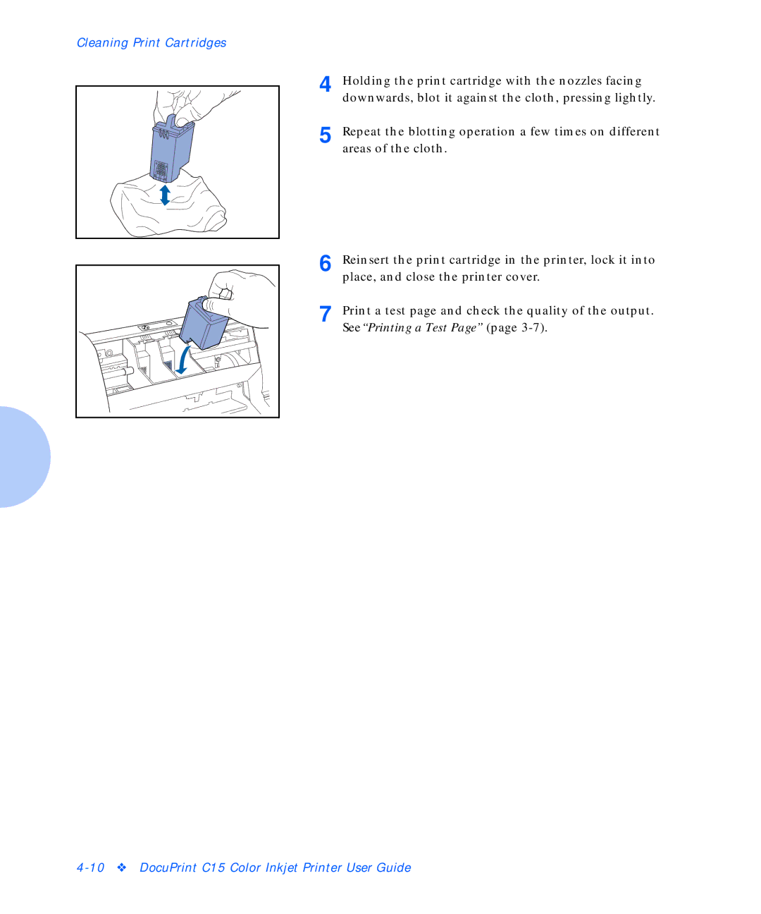 Xerox C15 manual Cleaning Print Cartridges 