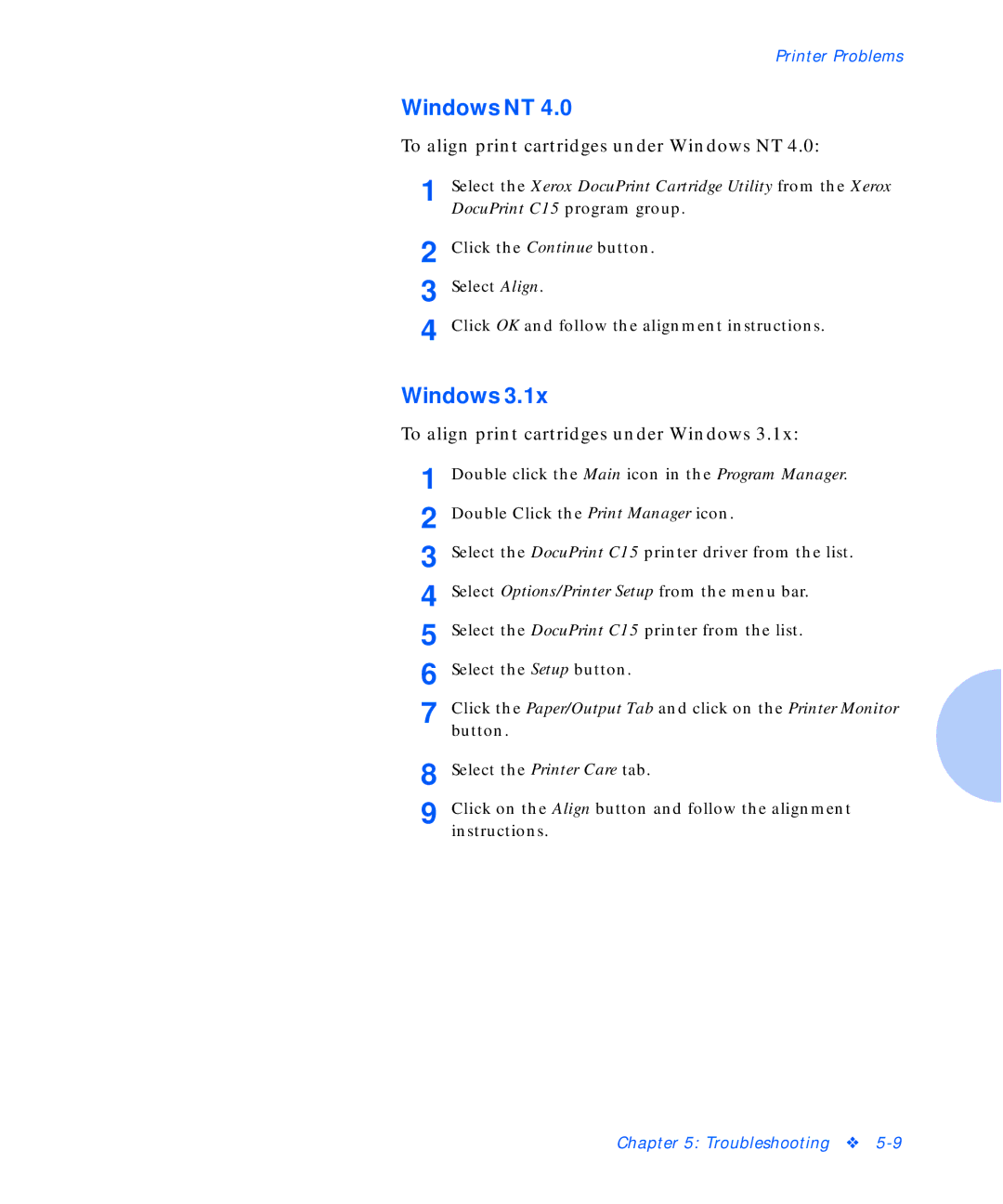 Xerox C15 manual Windows NT 