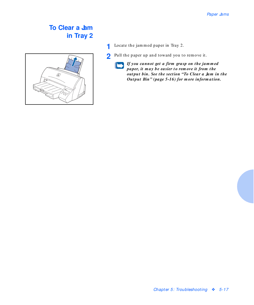 Xerox C20 manual To Clear a Jam Tray 