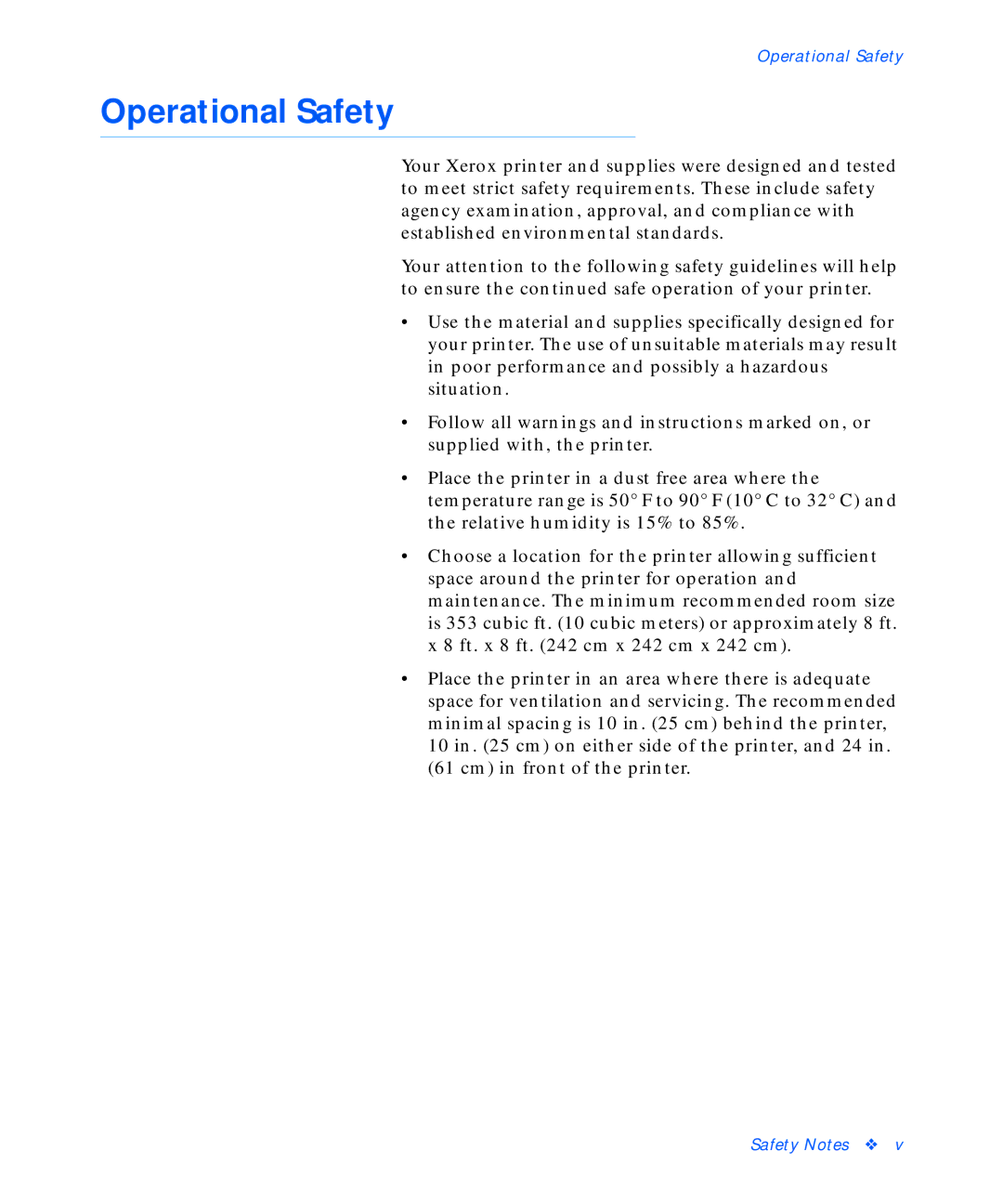 Xerox C20 manual Operational Safety 