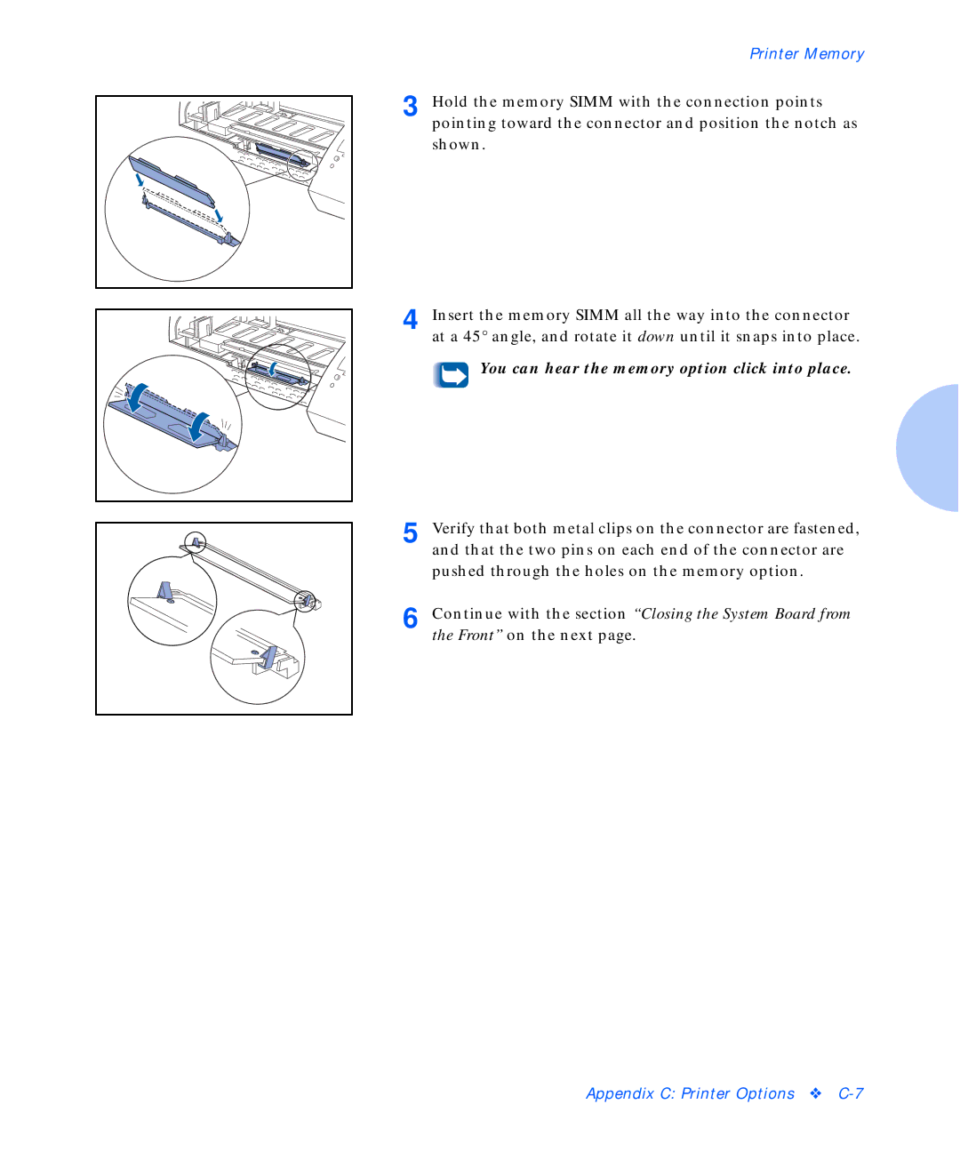 Xerox C20 manual You can hear the memory option click into place 