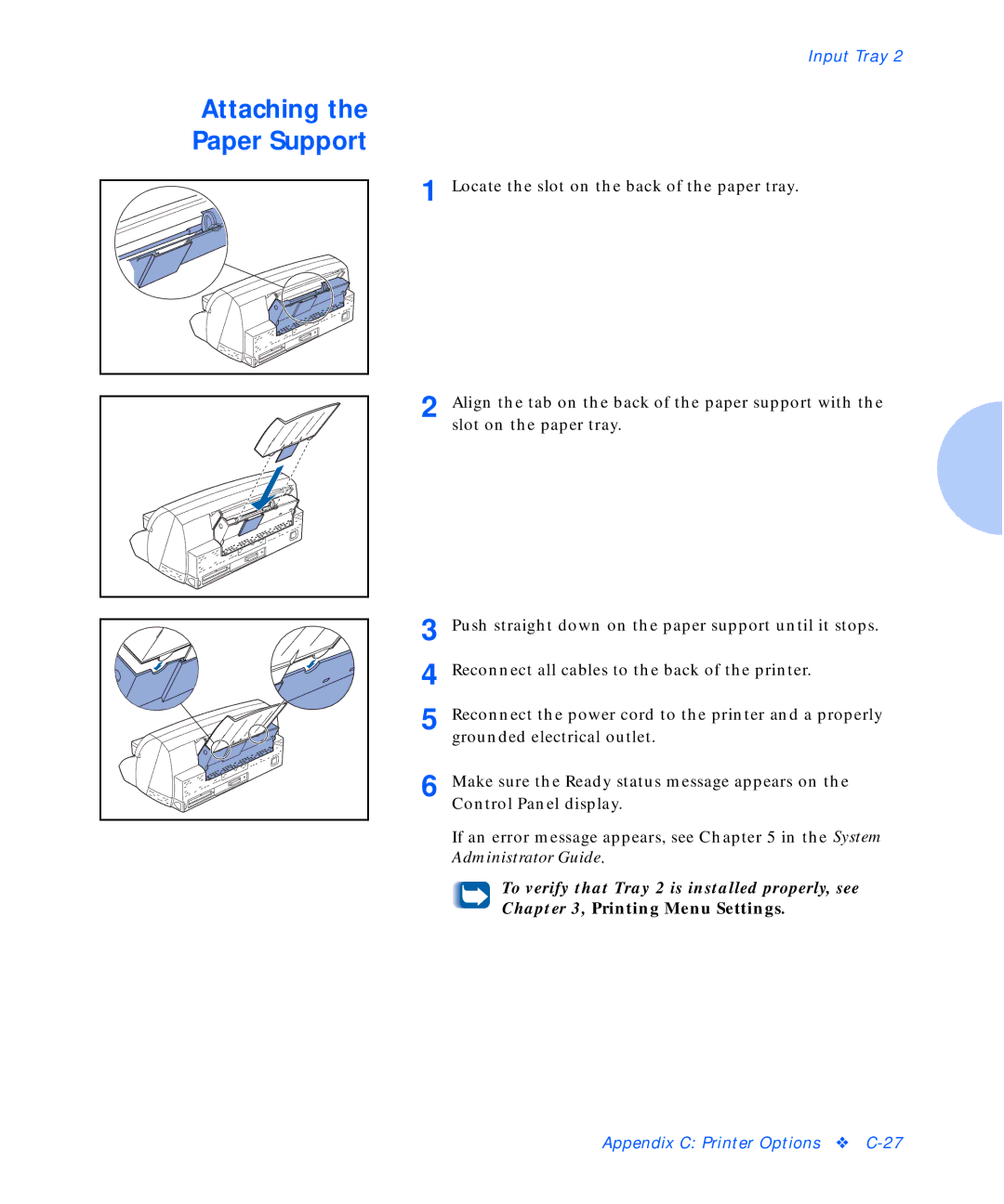 Xerox C20 manual Attaching Paper Support 