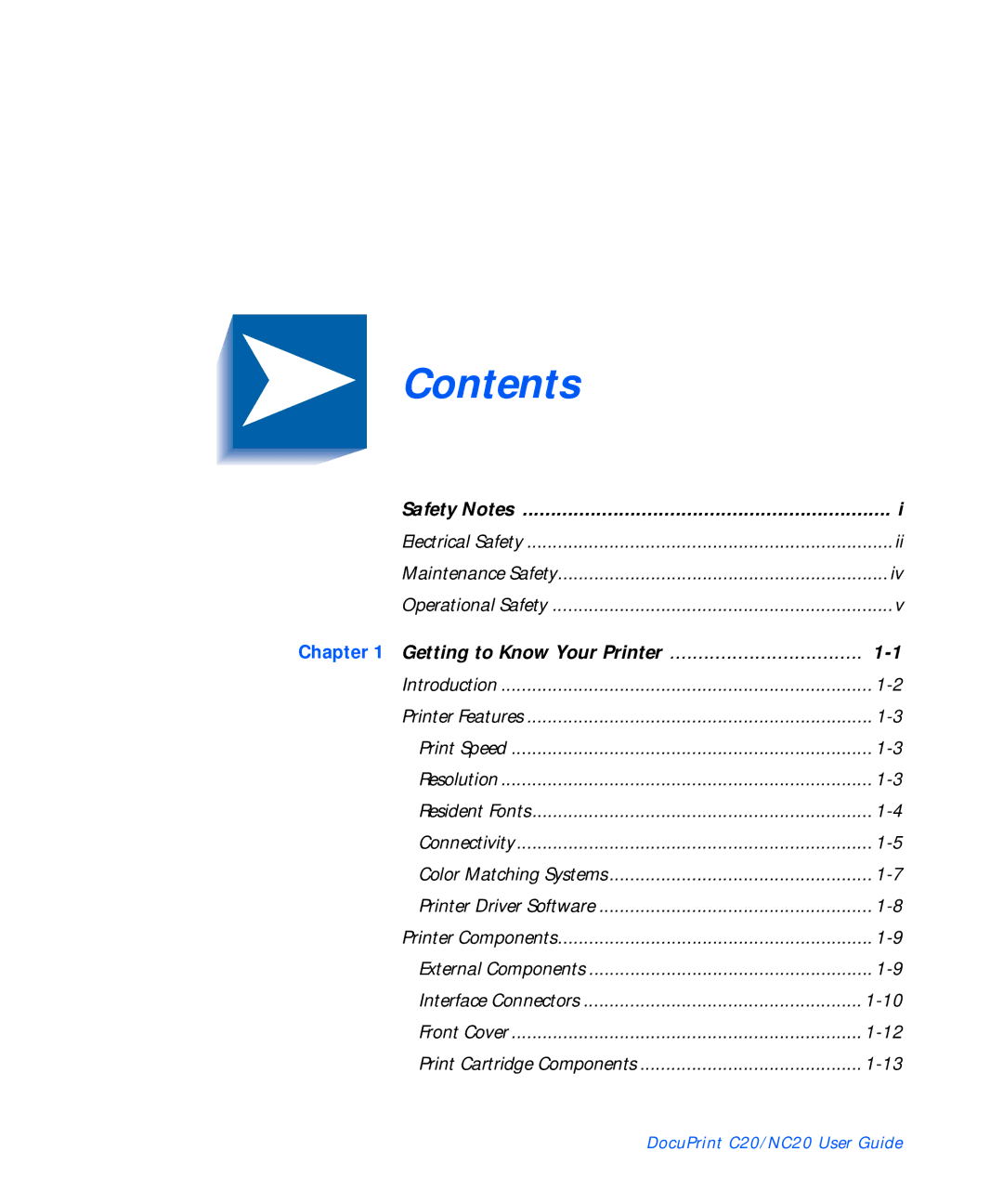 Xerox C20 manual Contents 