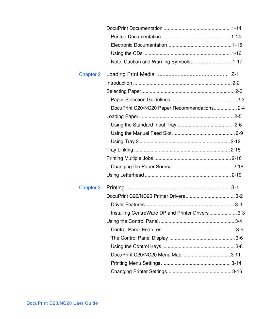 Xerox C20 manual Loading Print Media 