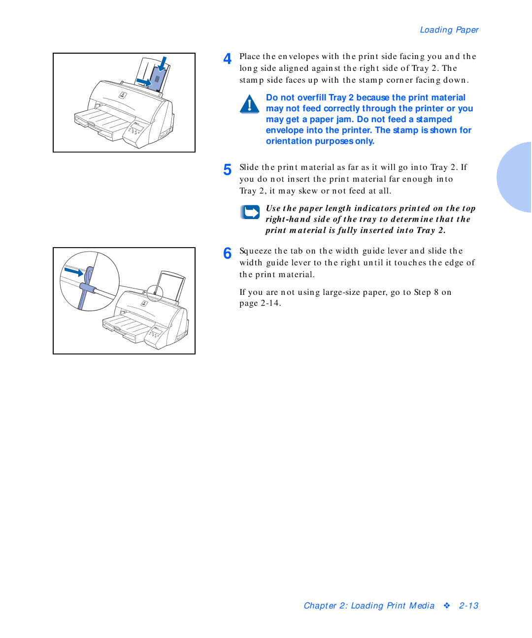 Xerox C20 manual Use the paper length indicators printed on the top 