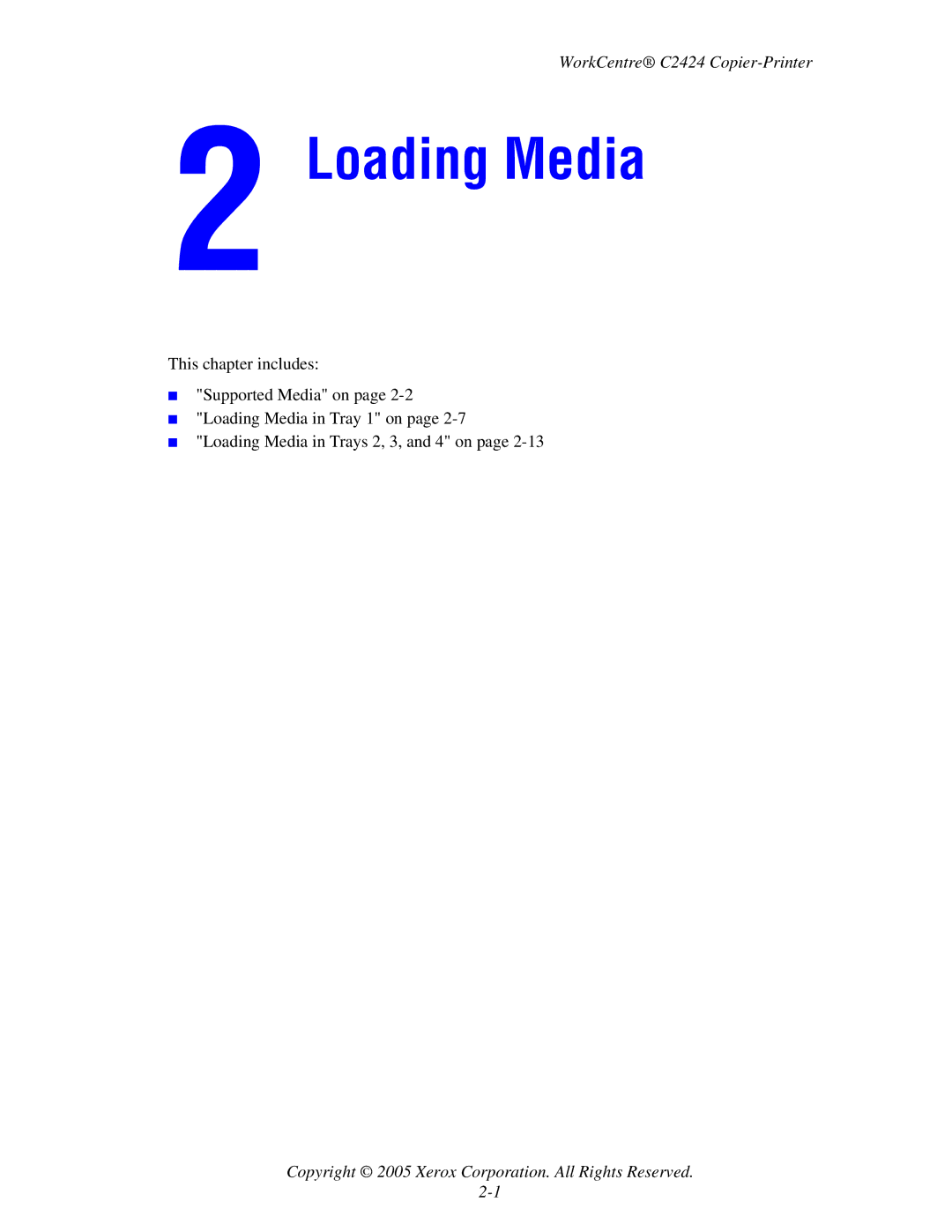 Xerox C2424 manual Loading Media 