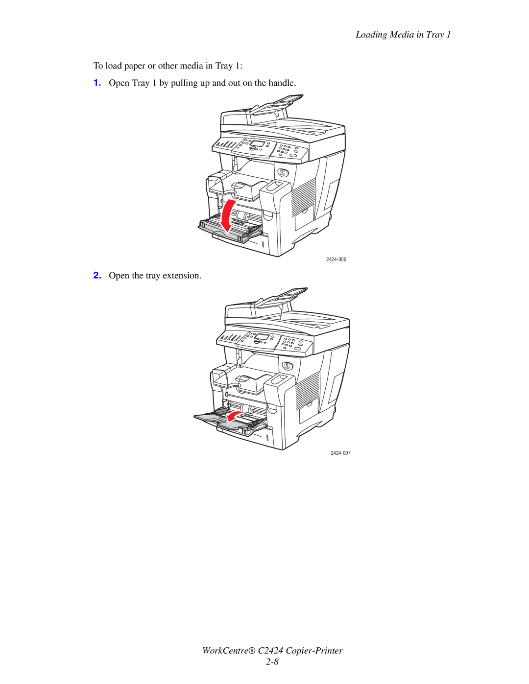 Xerox C2424 manual Open the tray extension 