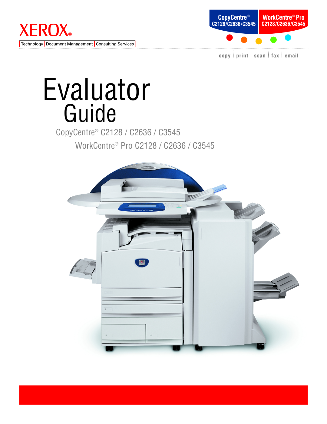 Xerox manual Evaluator, Guide, CopyCentre C2128 / C2636 / C3545 WorkCentre Pro C2128 / C2636 / C3545 