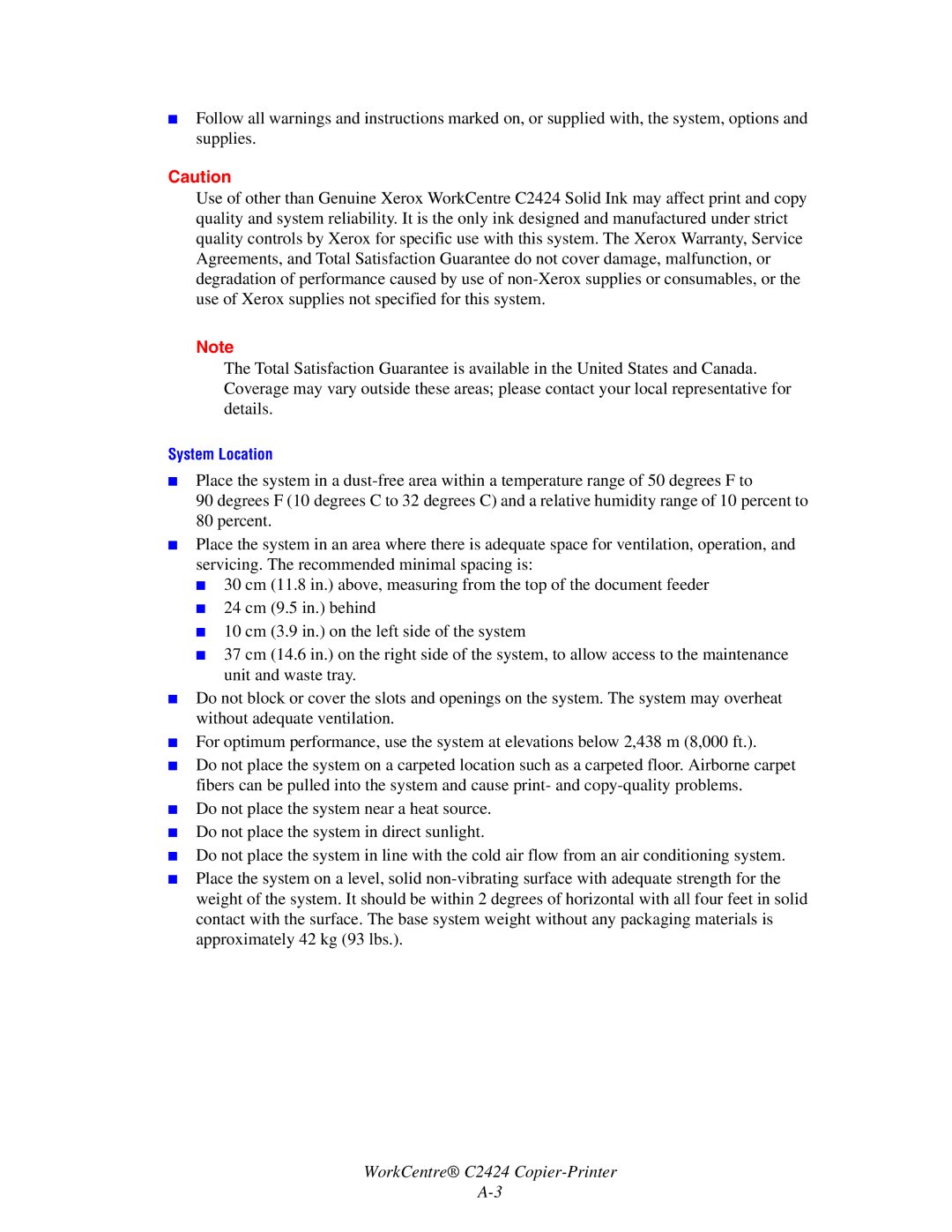 Xerox C424 manual System Location 