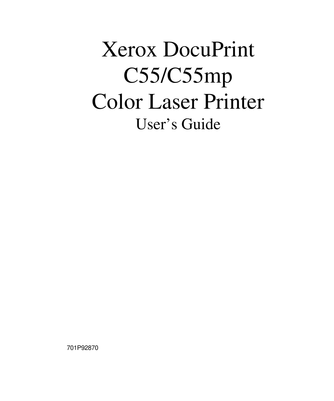 Xerox manual Xerox DocuPrint C55/C55mp Color Laser Printer, User’s Guide 