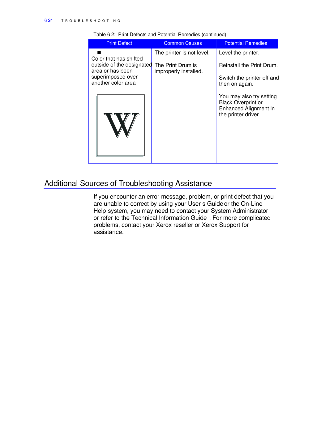 Xerox C55/C55mp manual Additional Sources of Troubleshooting Assistance, Color Misregistration 