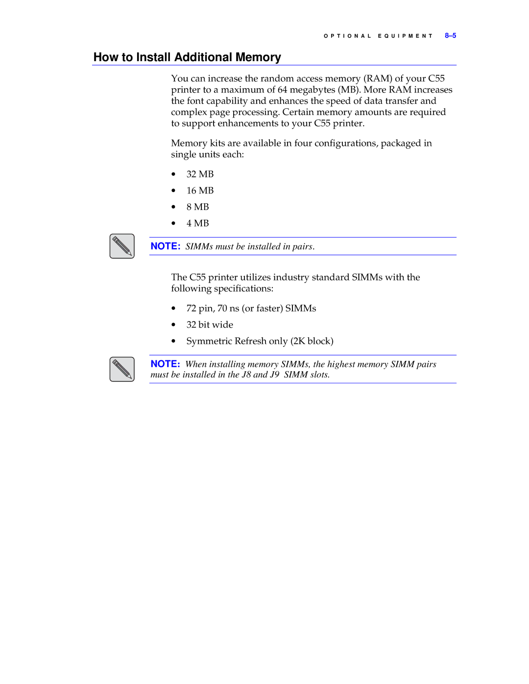 Xerox C55/C55mp manual How to Install Additional Memory 