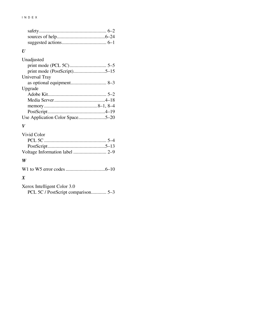 Xerox C55/C55mp manual Unadjusted Print mode PCL 5C 