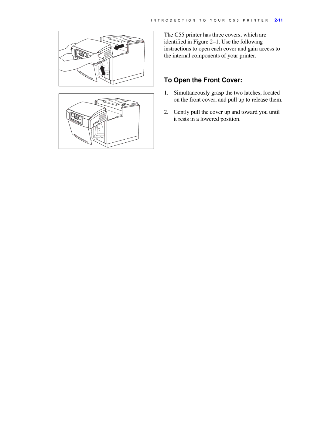 Xerox C55/C55mp manual To Open the Front Cover 