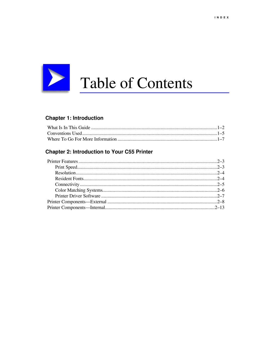 Xerox C55/C55mp manual Table of Contents 