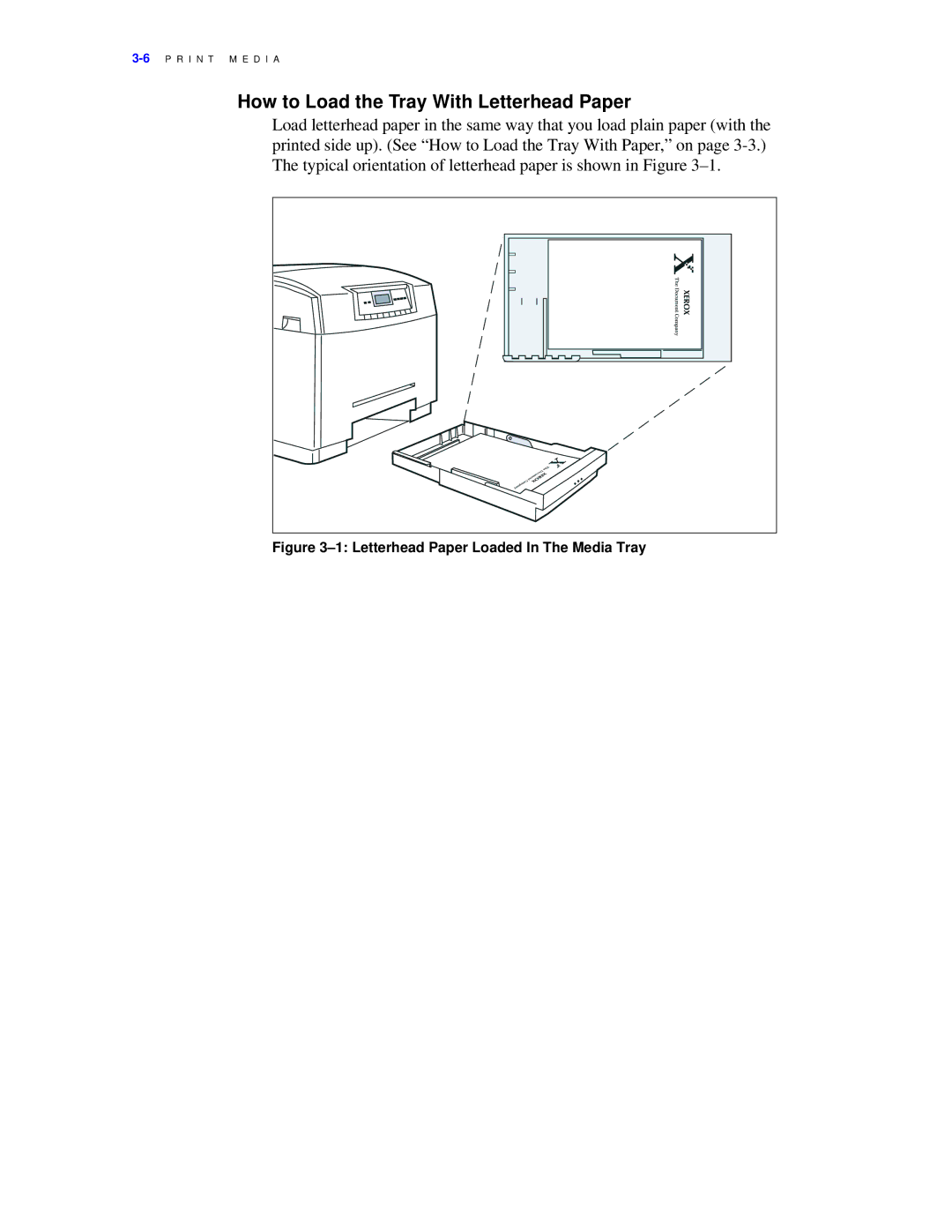 Xerox C55/C55mp manual How to Load the Tray With Letterhead Paper, Letterhead Paper Loaded In The Media Tray 