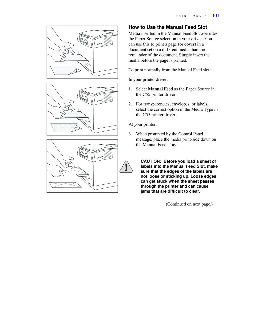 Xerox C55/C55mp manual How to Use the Manual Feed Slot 