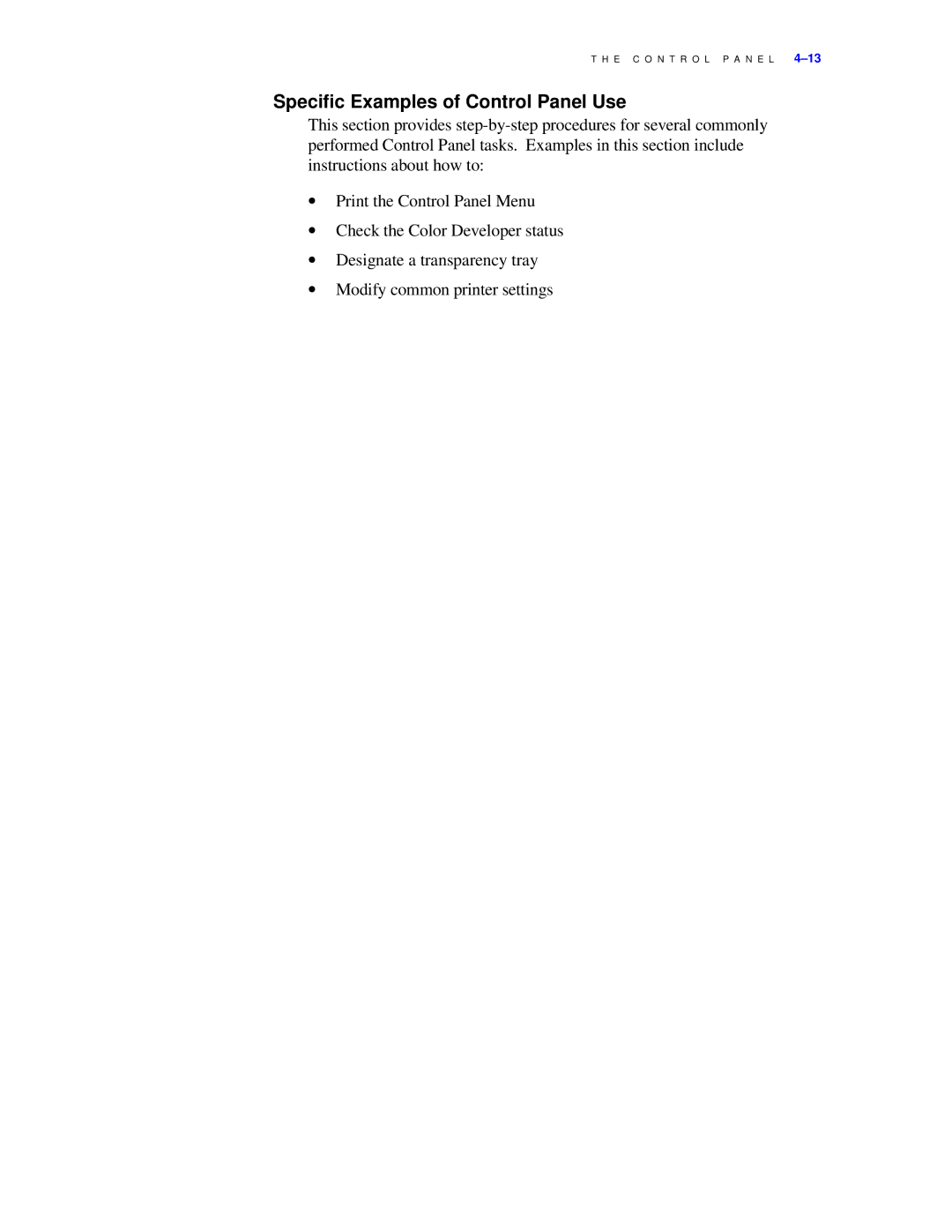 Xerox C55/C55mp manual Specific Examples of Control Panel Use 