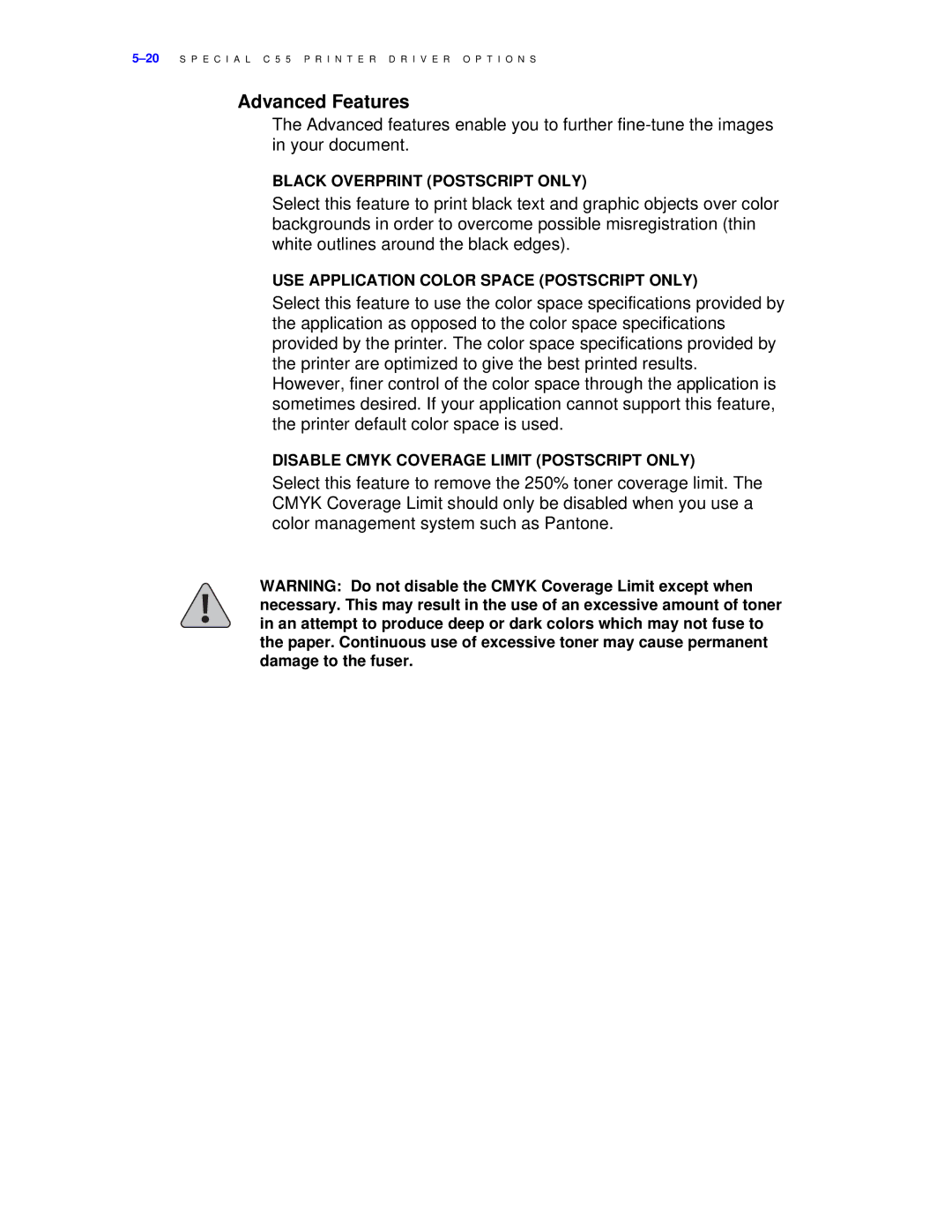 Xerox C55/C55mp manual Advanced Features 