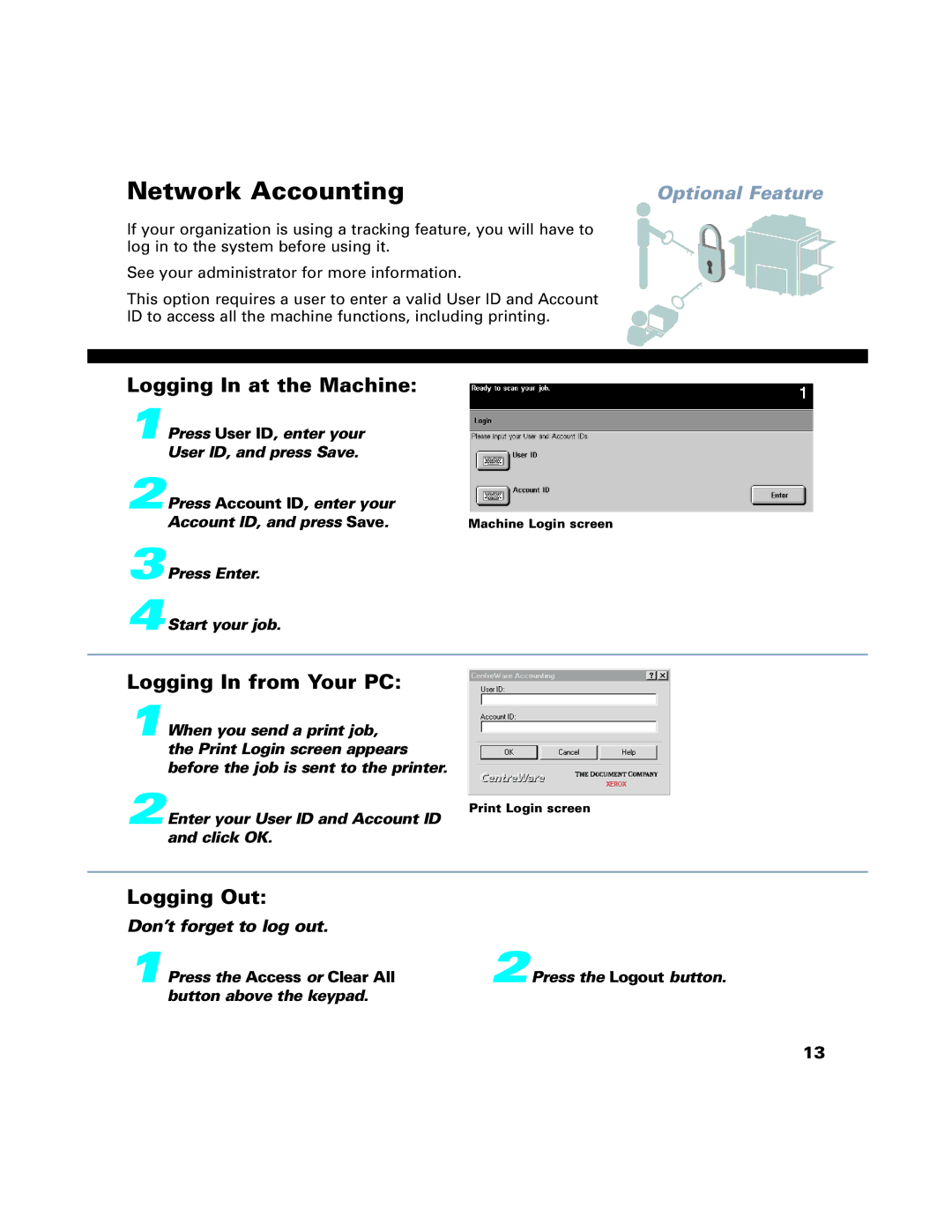 Xerox C90, C75, C65 manual Network Accounting 