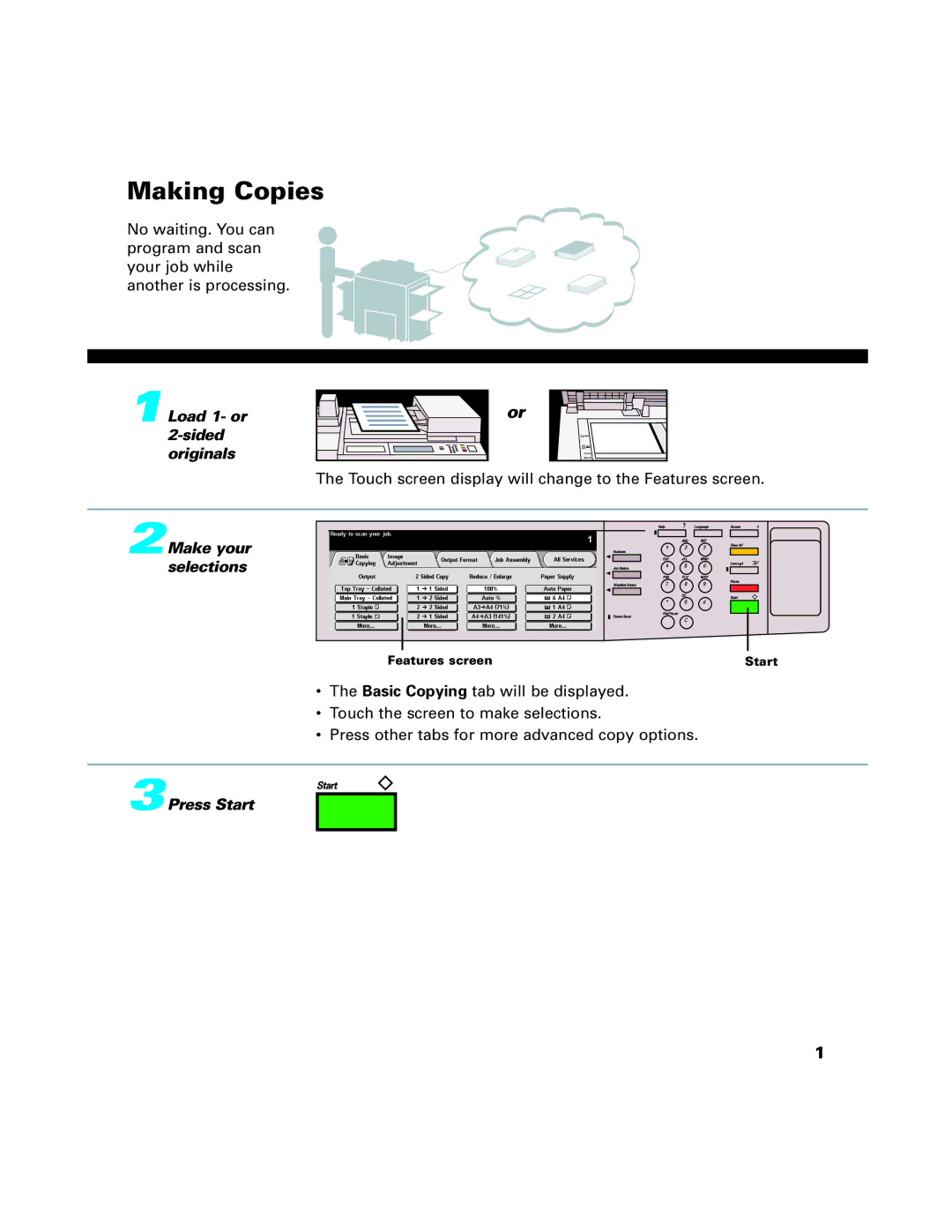 Xerox C90, C75, C65 manual Making Copies 