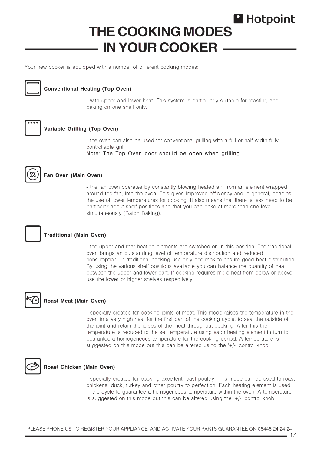 Xerox CH60DTCF, CH60DTXF, CH60DPXF, CH60DPCF installation instructions Cooking Modes Your Cooker 