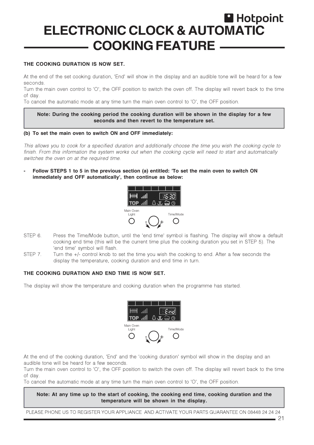 Xerox CH60DTCF, CH60DTXF, CH60DPXF, CH60DPCF Cooking Duration is NOW SET, Cooking Duration and END Time is NOW SET 