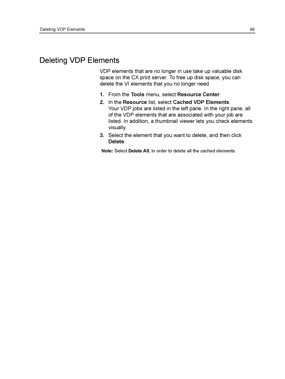 Xerox CX manual Deleting VDP Elements 