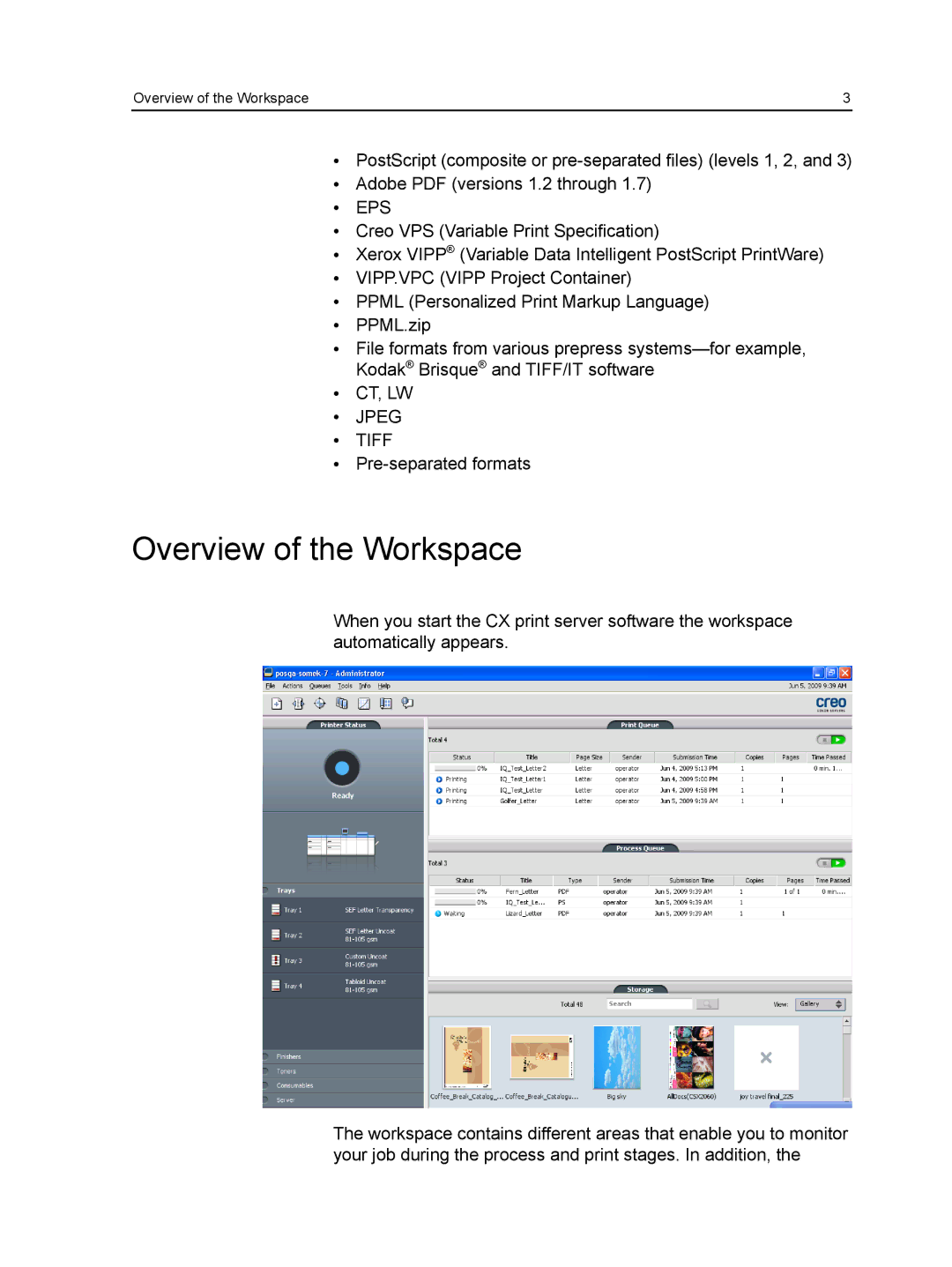 Xerox CX manual Overview of the Workspace, Eps 