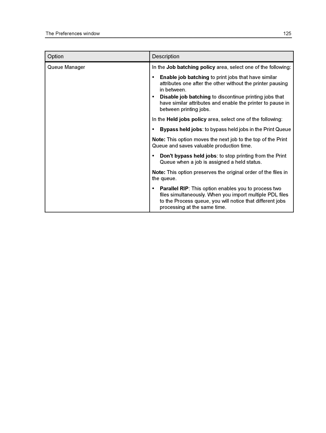 Xerox CX manual Preferences window 125 