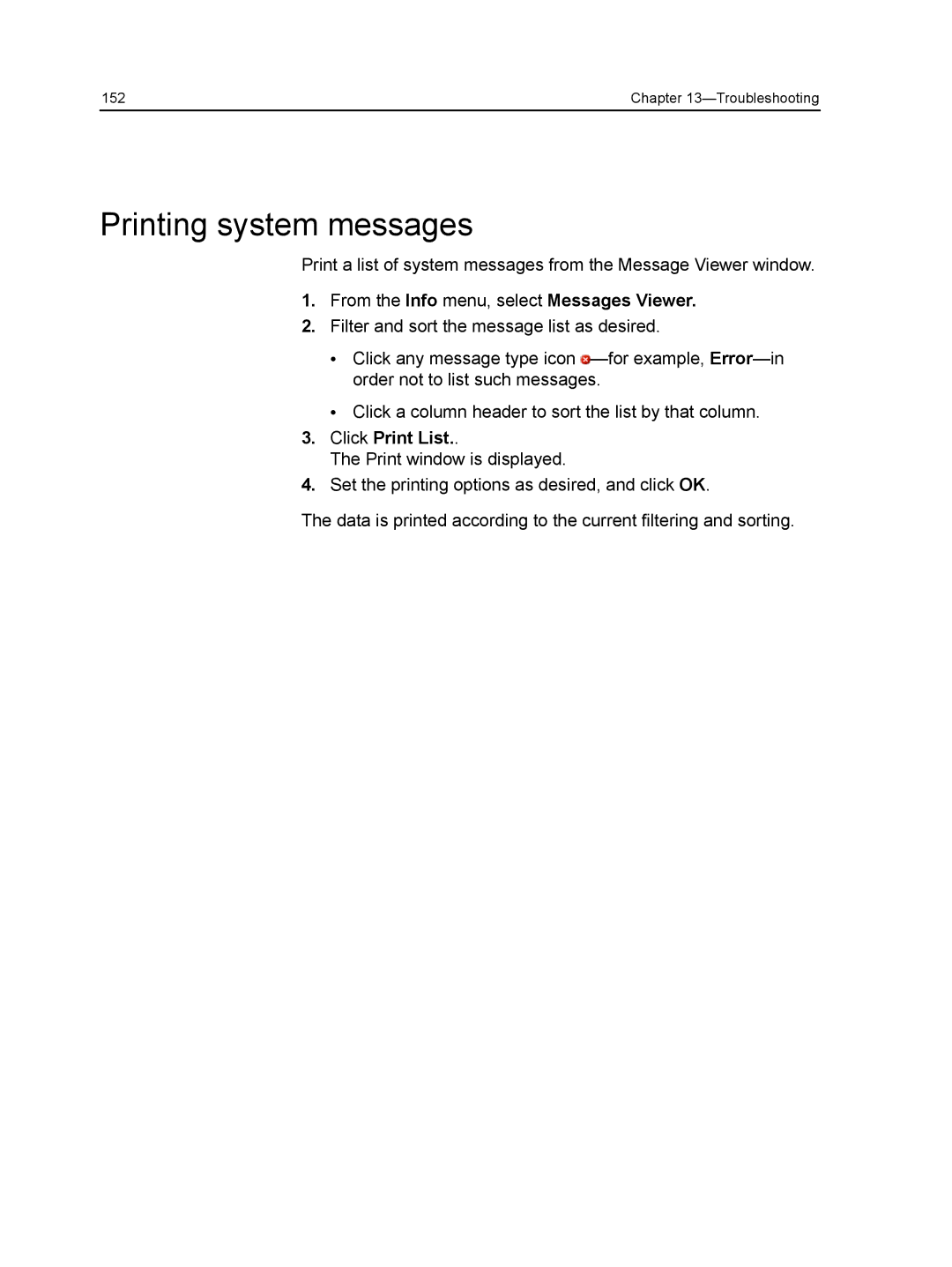 Xerox CX manual Printing system messages, Click Print List 