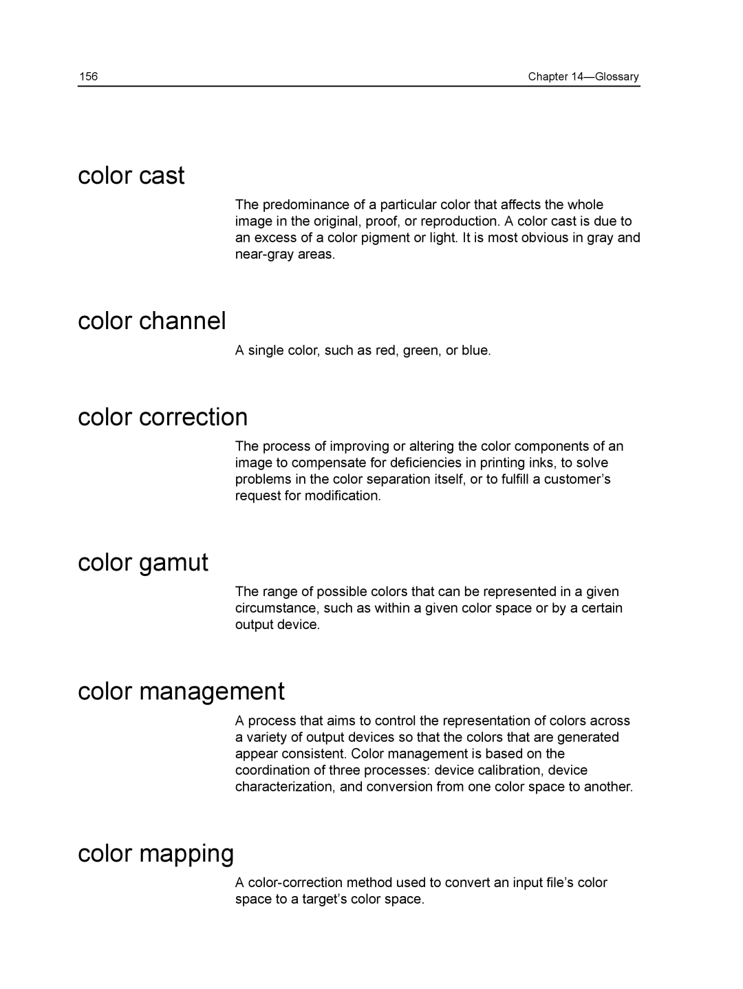 Xerox CX manual Color cast, Color channel, Color correction, Color gamut, Color management, Color mapping 