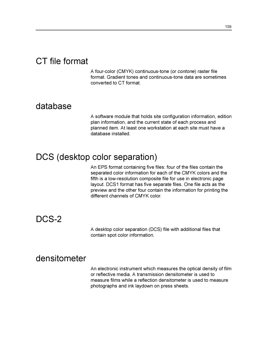 Xerox CX manual CT file format, Database, DCS desktop color separation, Densitometer 