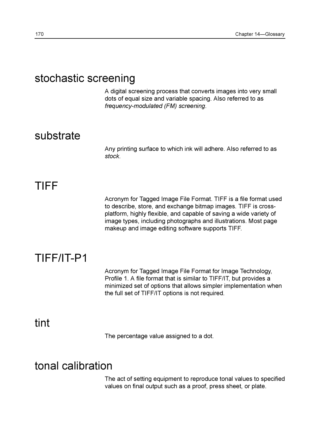 Xerox CX manual Stochastic screening, Substrate, Tint, Tonal calibration 