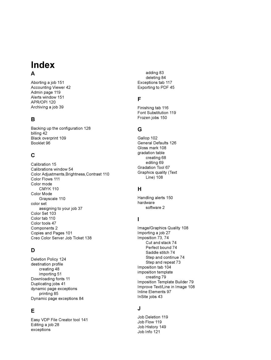 Xerox CX manual Index 