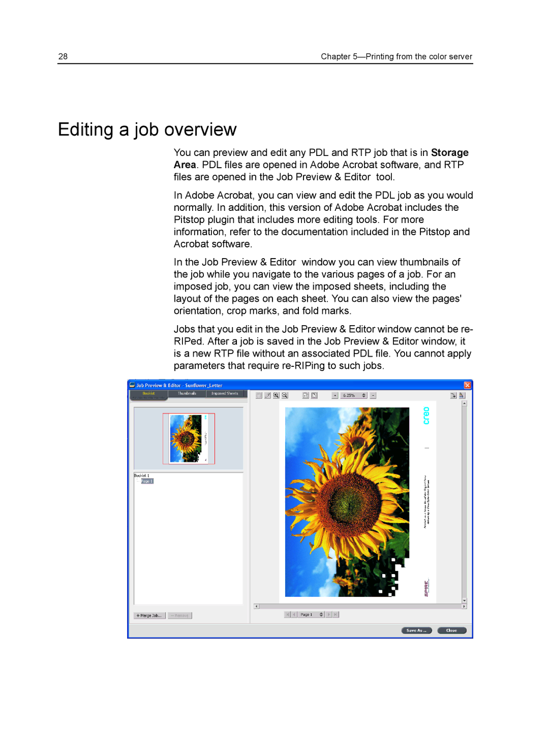 Xerox CX manual Editing a job overview 