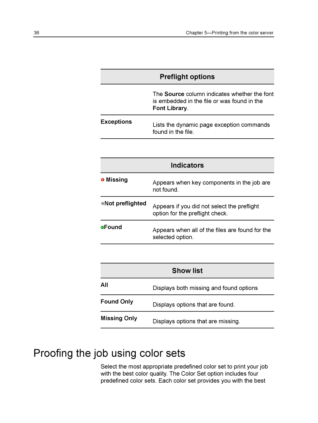 Xerox CX manual Proofing the job using color sets 