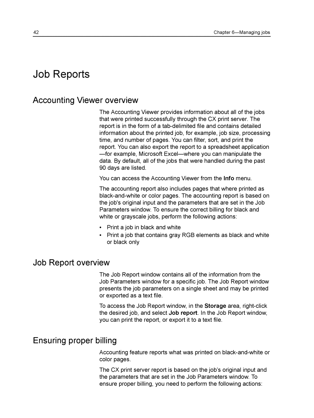 Xerox CX manual Job Reports, Accounting Viewer overview, Job Report overview, Ensuring proper billing 