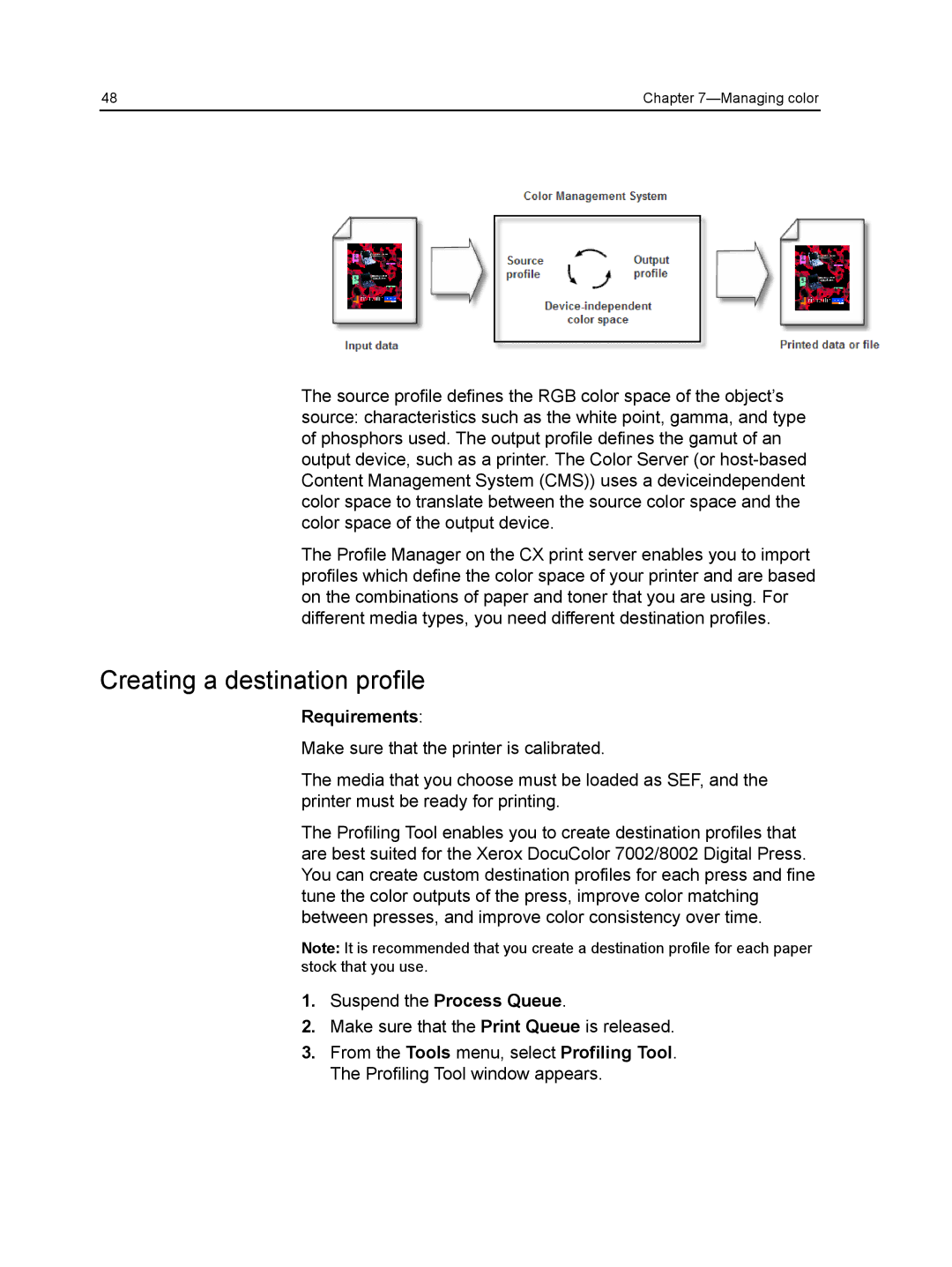 Xerox CX manual Creating a destination profile, Requirements 