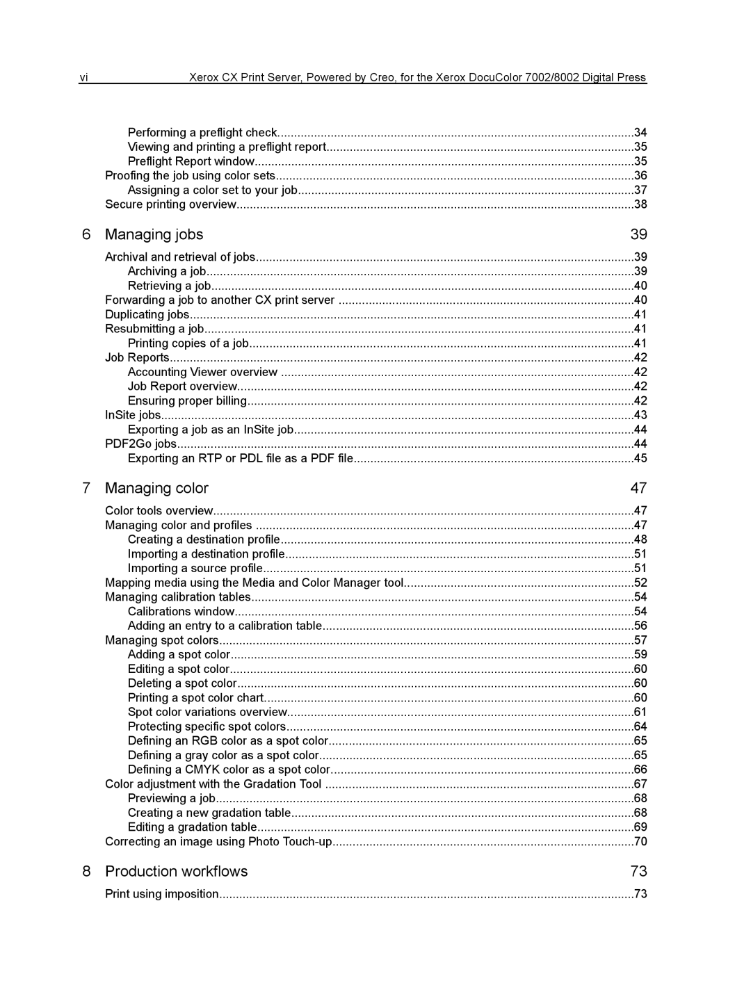 Xerox CX manual Managing jobs 