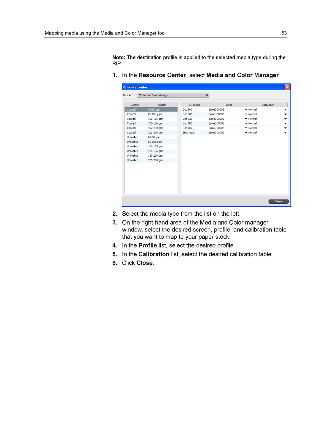 Xerox CX manual Resource Center, select Media and Color Manager 