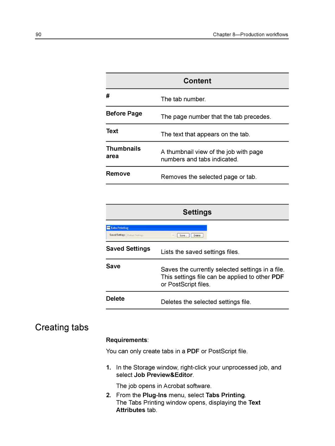 Xerox CX manual Creating tabs 