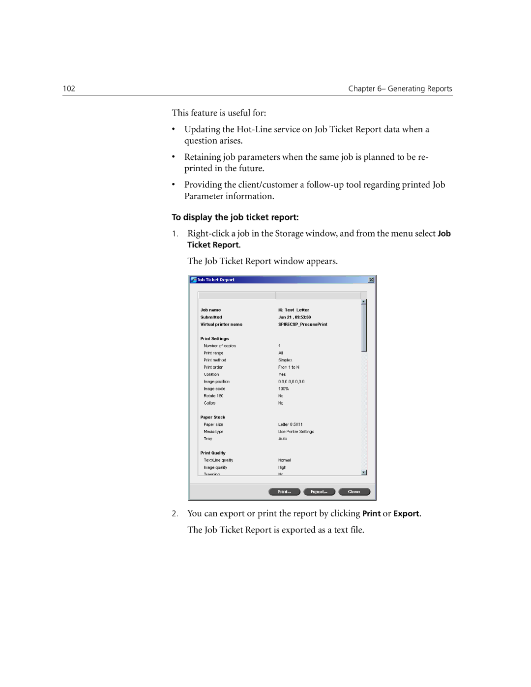 Xerox CX240, CX250 manual To display the job ticket report 