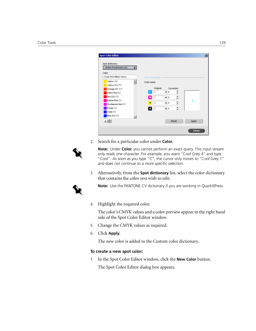 Xerox CX250, CX240 manual To create a new spot color 