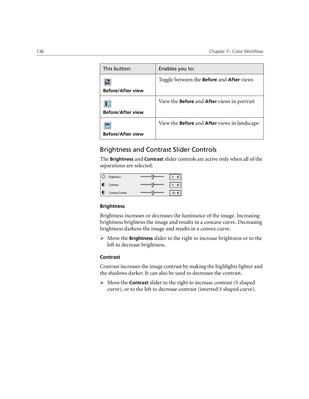 Xerox CX240, CX250 manual Brightness and Contrast Slider Controls 