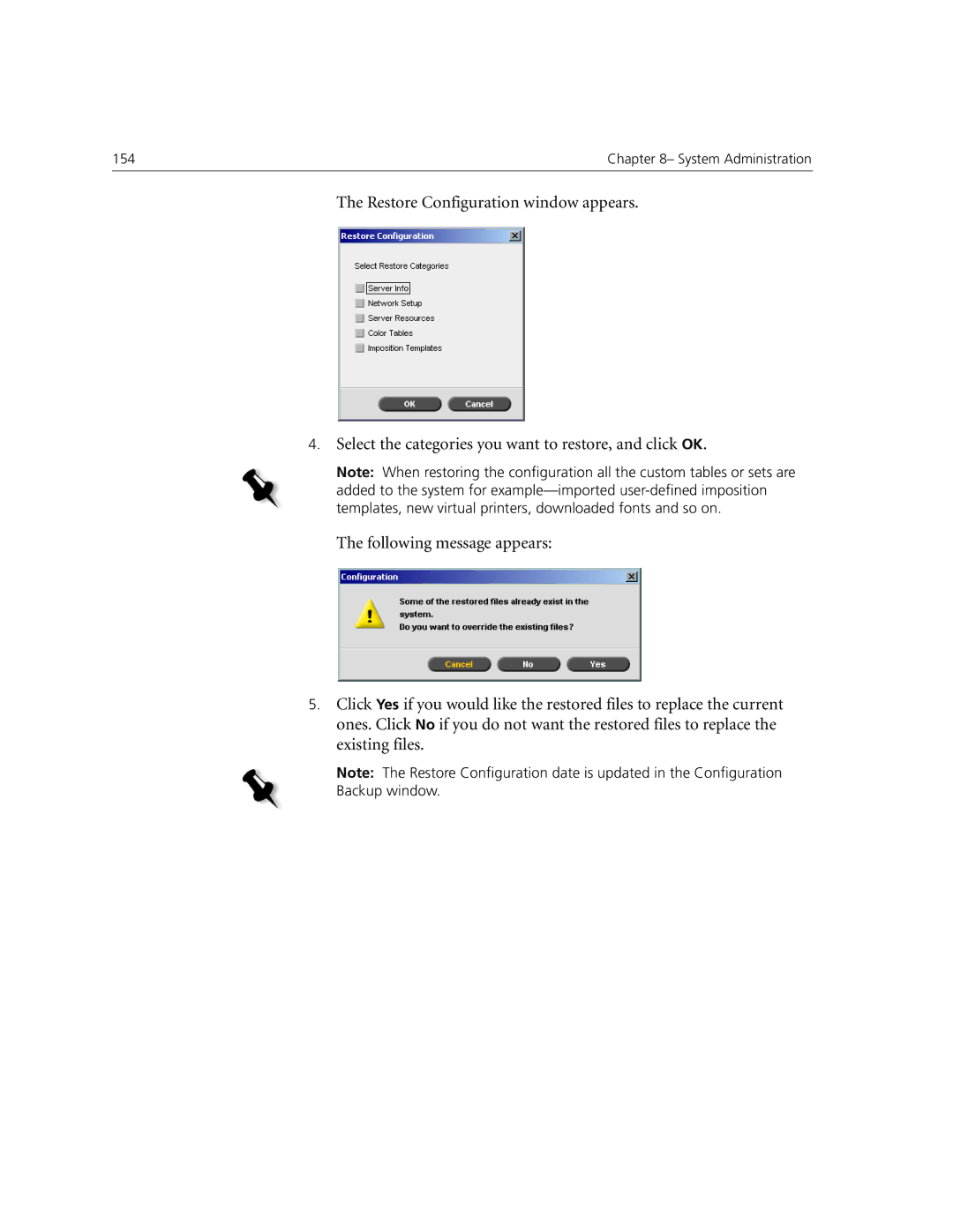 Xerox CX240, CX250 manual Backup window 