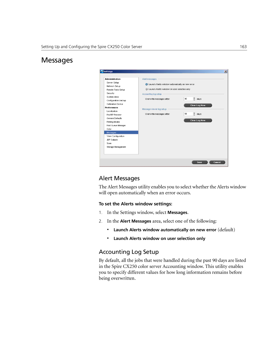 Xerox CX250, CX240 manual Alert Messages, Accounting Log Setup 