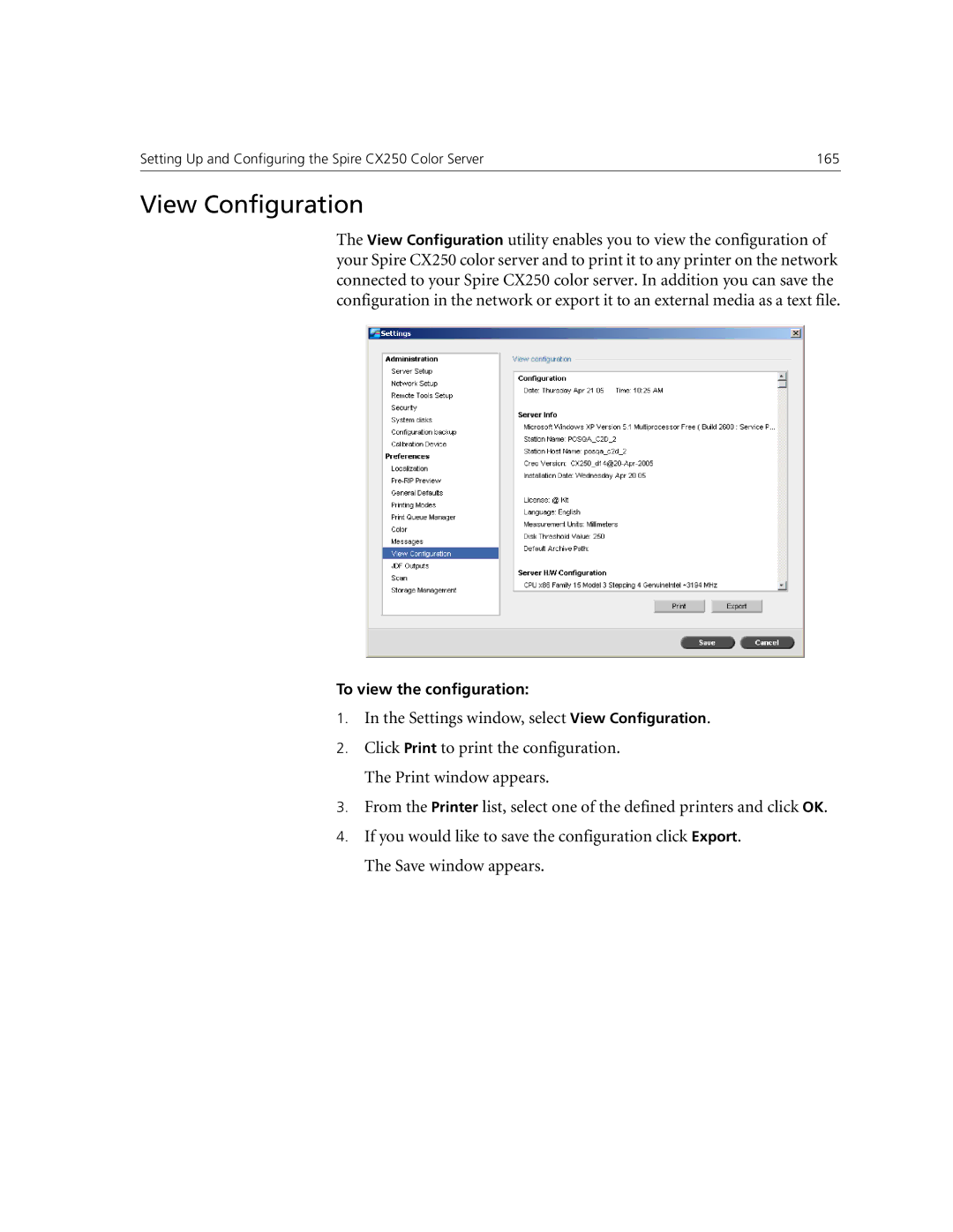 Xerox CX250, CX240 manual View Configuration 