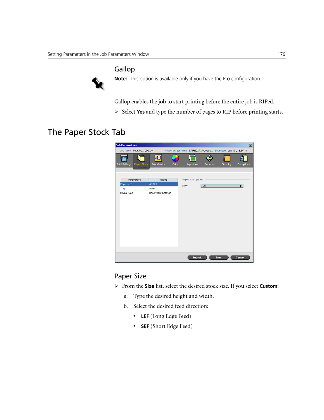 Xerox CX250, CX240 manual Paper Stock Tab, Gallop, Paper Size 